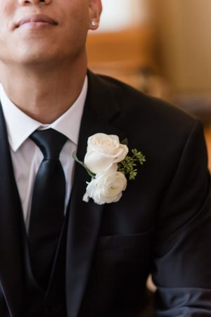 white rose boutonniere - NST Pictures