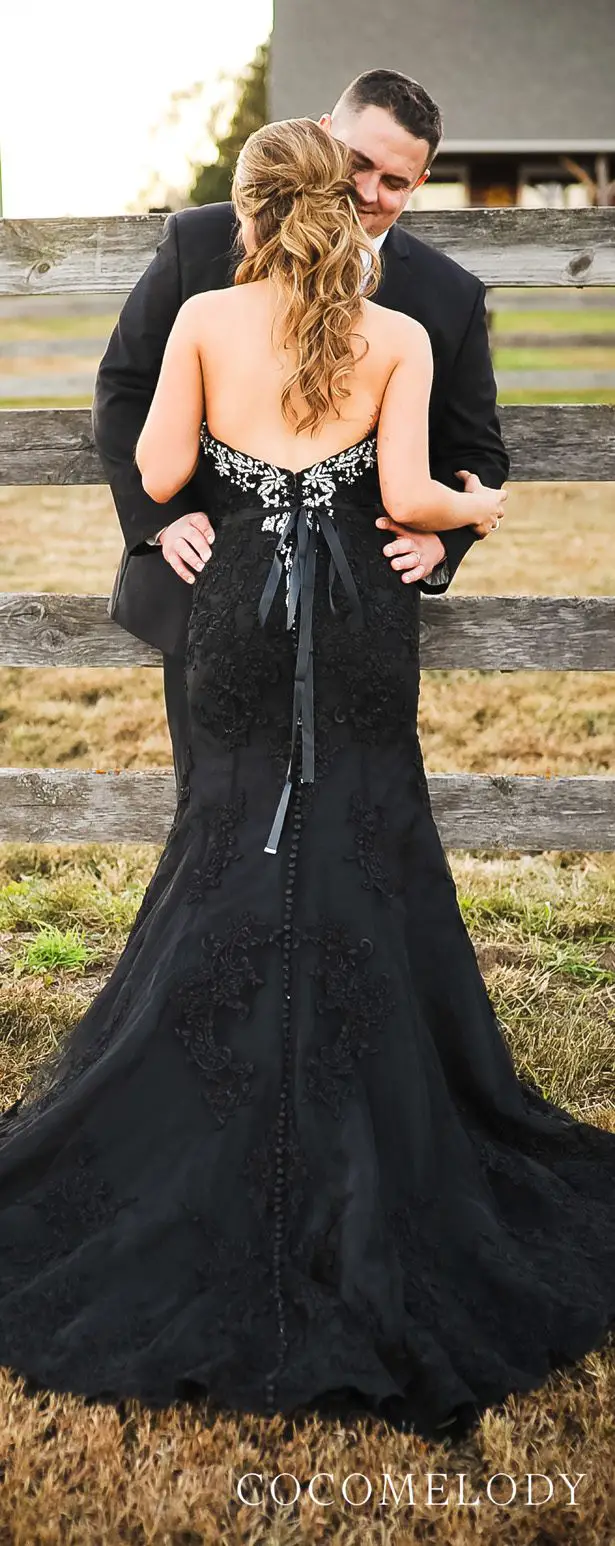 Black colored wedding dress by CocoMelody