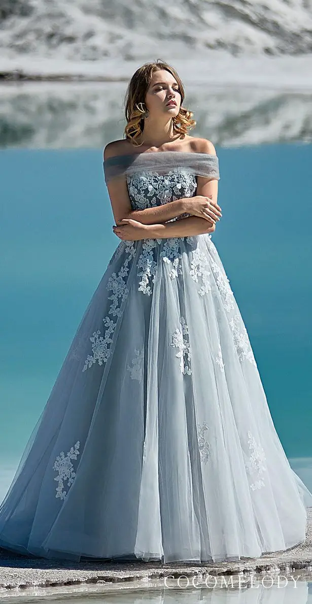 Blue Colored Wedding Dress