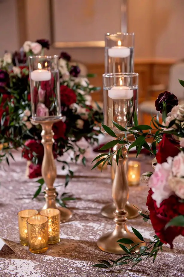 southern glam wedding table candles - Milanes Photography