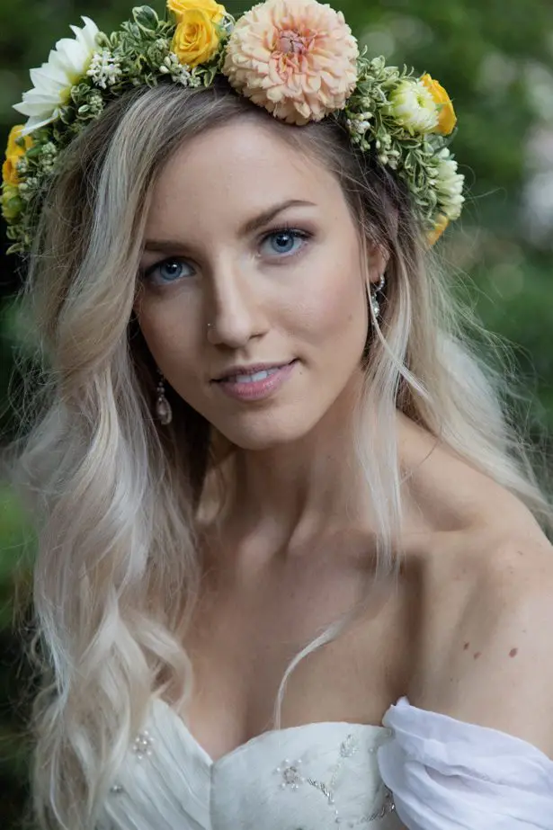 Bride with wedding floral crown - Photography: Szu Designs, Inc