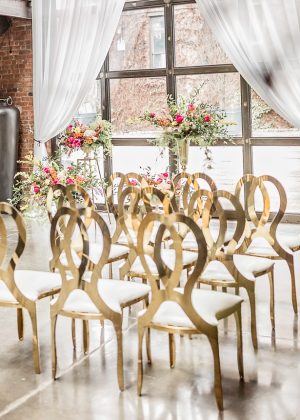 Modern Meets Glamour Wedding ceremony decor With Colorful Spring Vibes - Photography: Sarah Casile Weddings