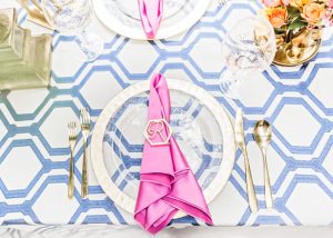 Modern Wedding Place setting with gold napkin ring - Photography: Sarah Casile Weddings