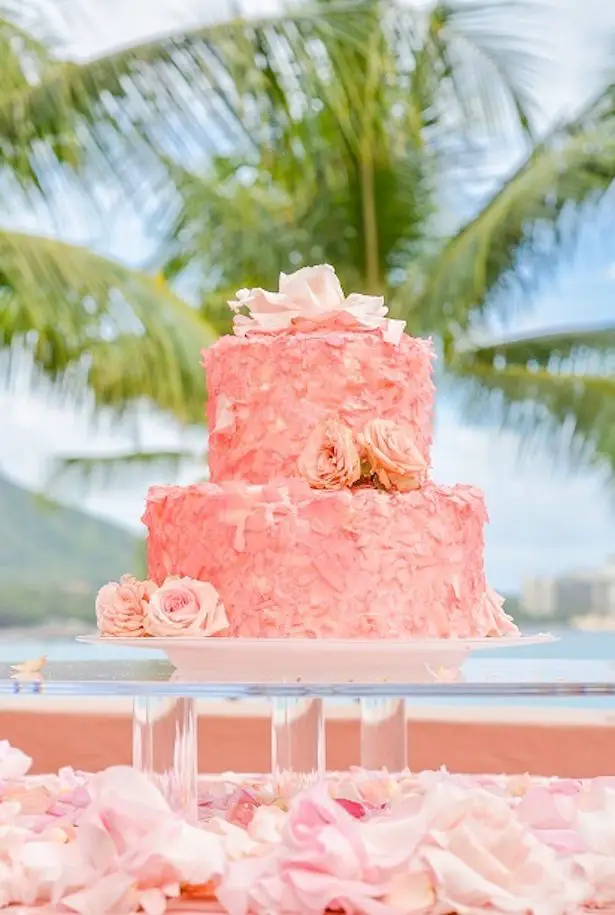 Destination Wedding Hawaii - Royal Hawaiian Prettyi n pink wedding cake