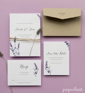 Rustic Wedding Invitations -lavender