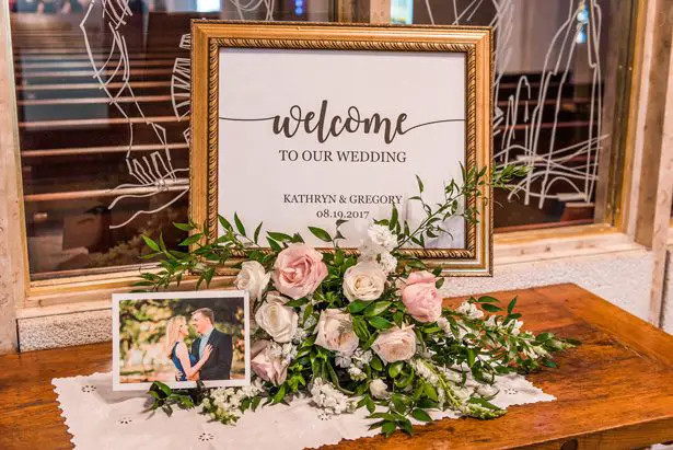 Wedding sign - Classic Blush Wedding at The Houston Club - Nate Messarra Photography