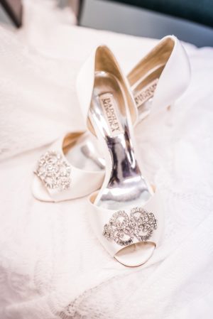 White wedding shoes - Classic Blush Wedding at The Houston Club - Nate Messarra Photography