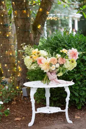 Yellow and coral dahlia wedding bouquet - Photography: Szu Designs, Inc