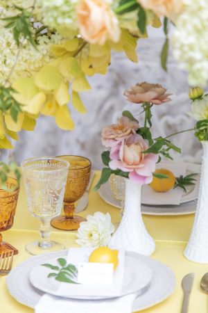 Yellow wedding tablescape details - Photography: Szu Designs, Inc