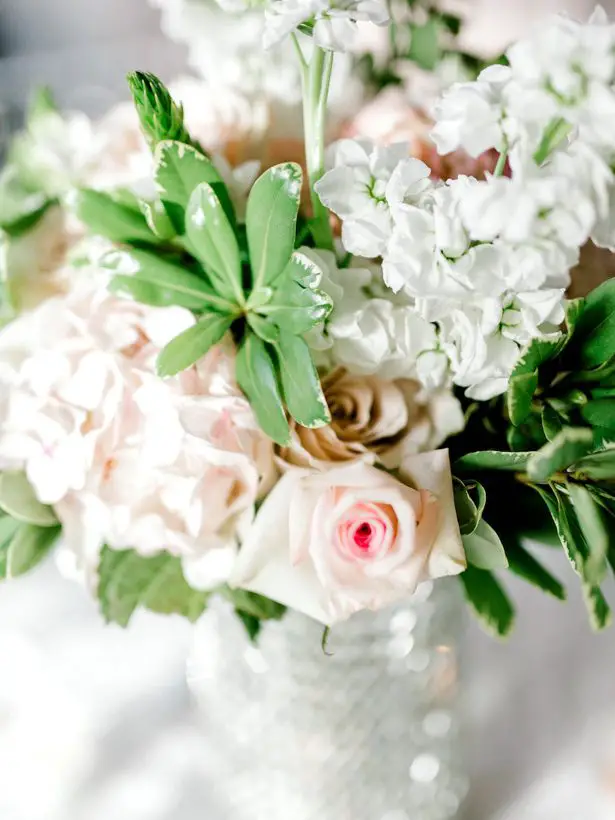 hydrangea and rose wedding centerpiece - Sarah Nichole Photography