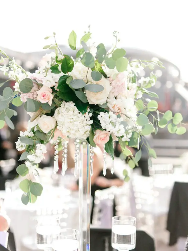 tall hydrangea and rose wedding centerpiece - Sarah Nichole Photography