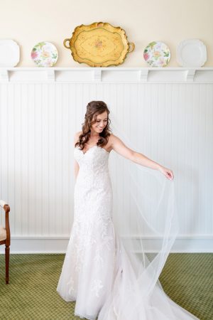 Mermaid strapless wedding dress with veil - Luke & Ashley Photography