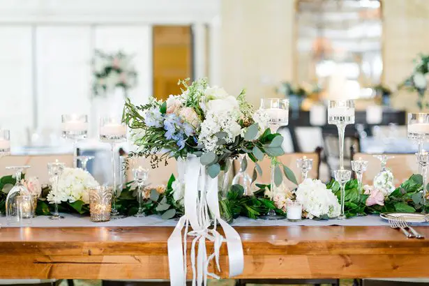 long wood wedding table - Luke & Ashley Photography