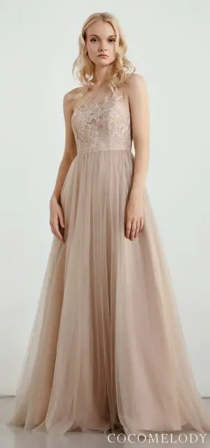 One shoulder Bridesmaid Dress Trends by Cocomelody 2020 - RB0298