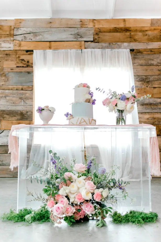 Feminine Pastel Wedding Cake Table decor - Bobbye Jean Photography