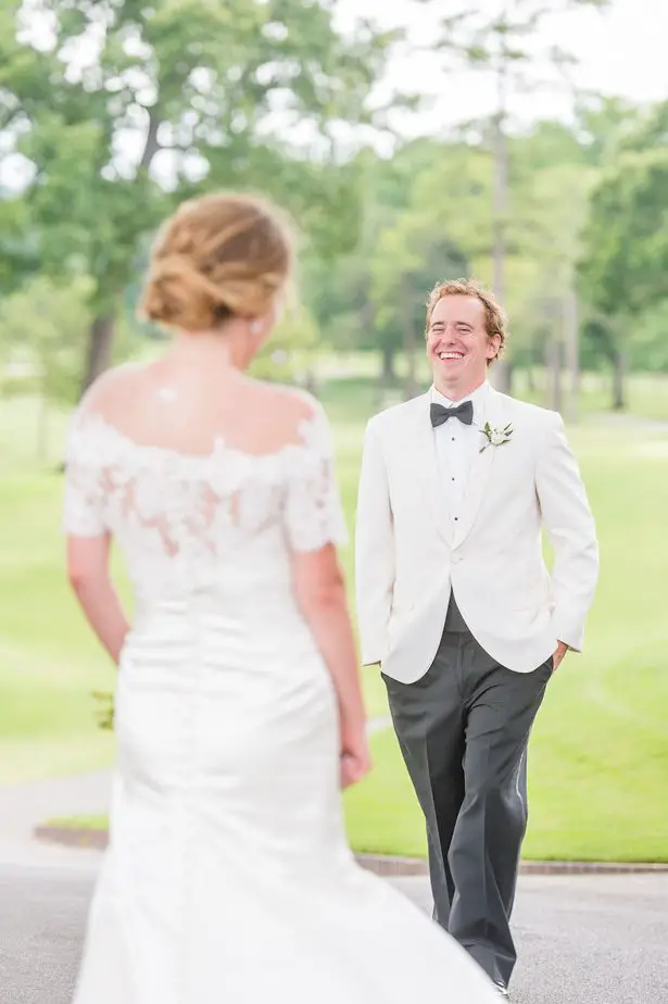 Wedding first look photo- Heather Durham Photography
