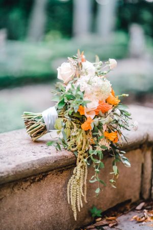 Orange Accented Wild Wedding Bouquet - Krystal Healy Photography