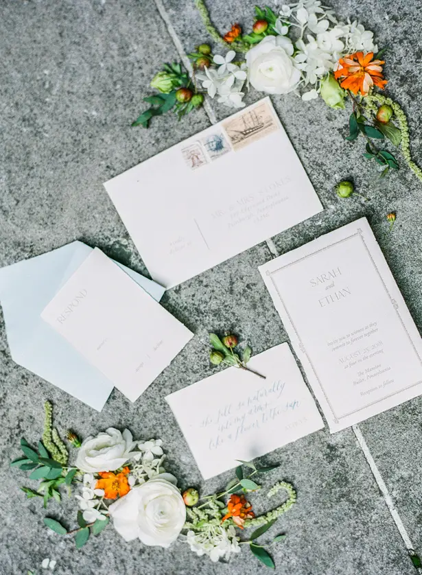 orange Accented Wedding invitations - Krystal Healy Photography