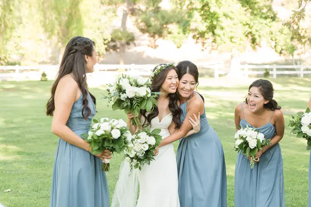 bridal party white rose bouquets - Theresa Bridget Photography
