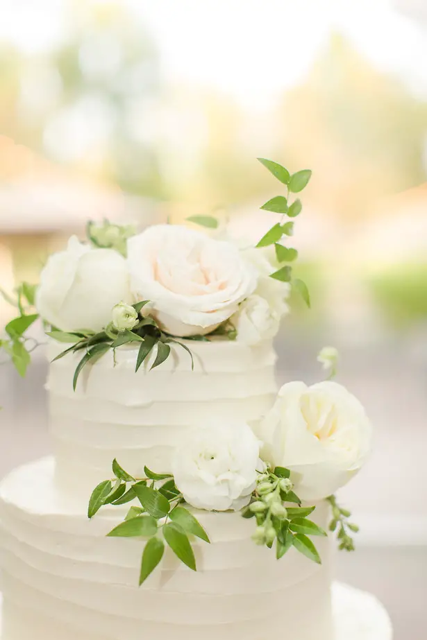 Chic Wedding Cake with White Roses - Theresa Bridget Photography