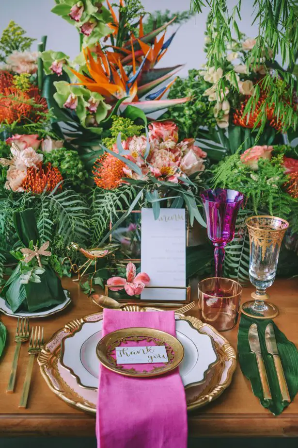 Stylish Tropical Wedding Tablescape - George Pahountis Photographer