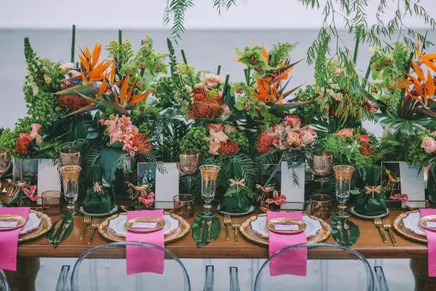 Stylish Tropical Wedding Tablescape - George Pahountis Photographer