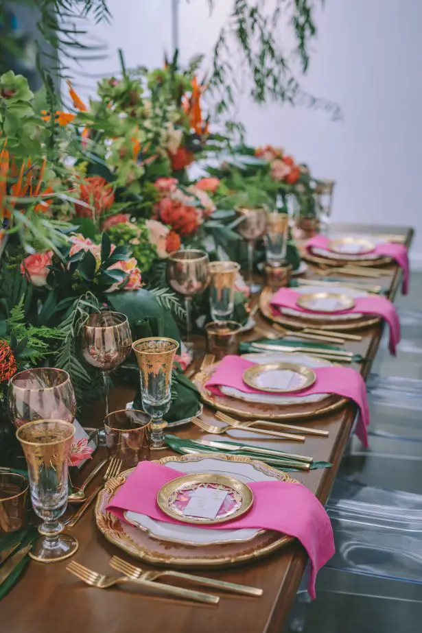 Stylish Tropical Wedding Tablescape - George Pahountis Photographer