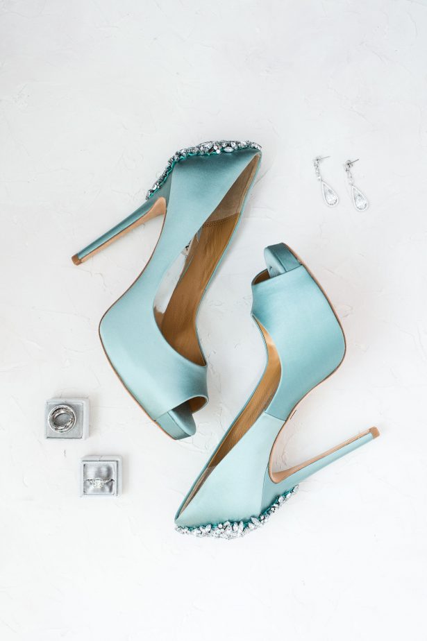 Light blue glamorous wedding shoes - Lynne Reznick Photography