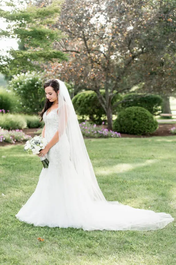 Sophisticated bride with shimmery mermaid wedding dress - Lynne Reznick Photography