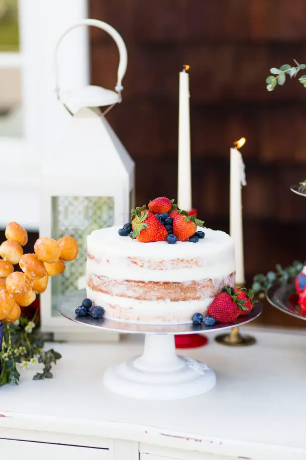 White naked cake with fresh fruit - Holley Elizabeth Photography