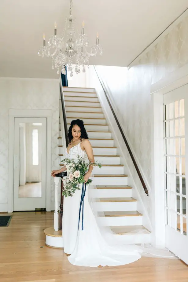 Sophisticated Bride with simple sheath wedding dress - Amanda Meg Photography