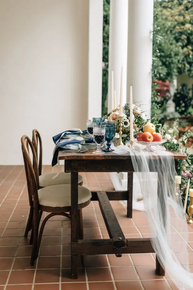 Long wood wedding tablescape - Amanda Meg Photography