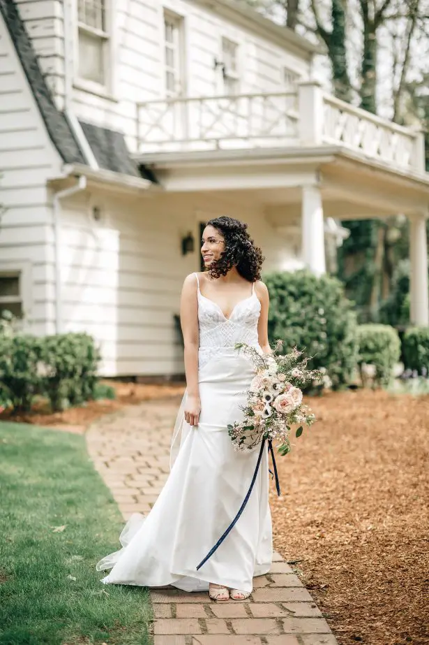 Sophisticated Bride with simple sheath wedding dress - Amanda Meg Photography