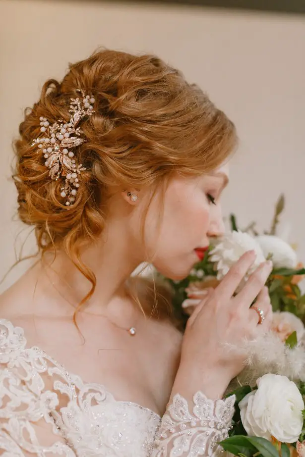 Wedding updo and headpiece - Andrea Zajonc Photography