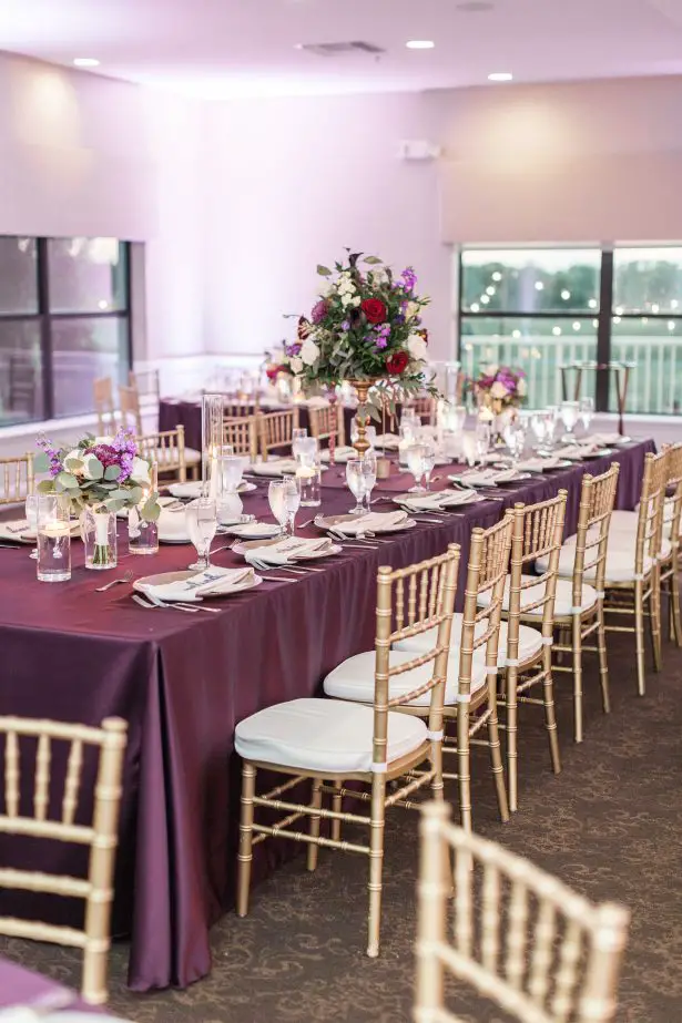 Purple and gold wedding tablescape- Photography: The Hendricks 