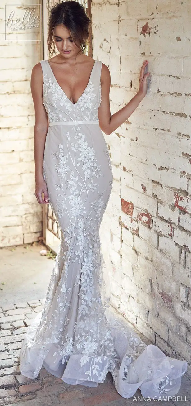Anna Campbell 2020 Wedding Dress Lumiére Bridal Collection - Willow Trumpet with Draped Sleeves