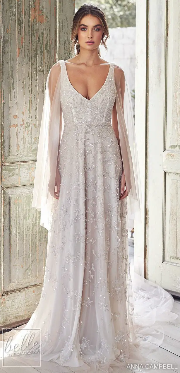 Anna Campbell 2020 Wedding Dress Lumiére Bridal Collection - Eden Empress with Draped Sleeves