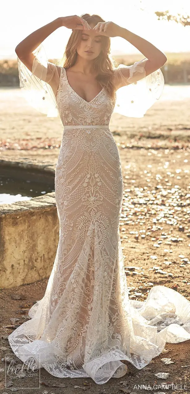Anna Campbell 2020 Wedding Dress Lumiére Bridal Collection - Lexi Trumpet with Draped Sleevees