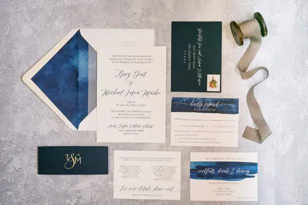 Blue wedding invitations - Jenny DeMarco Photography