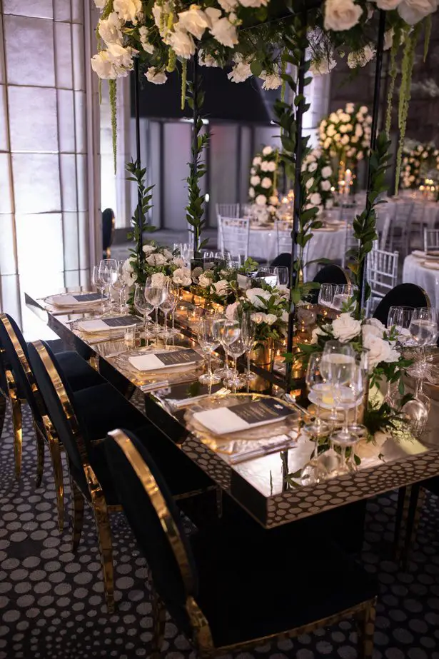 Gold and black wedding tablescape- Rafal Ostrowski Photography