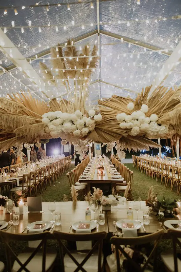 Pampas grass wedding reception decor - Photography: Shane Shepherd