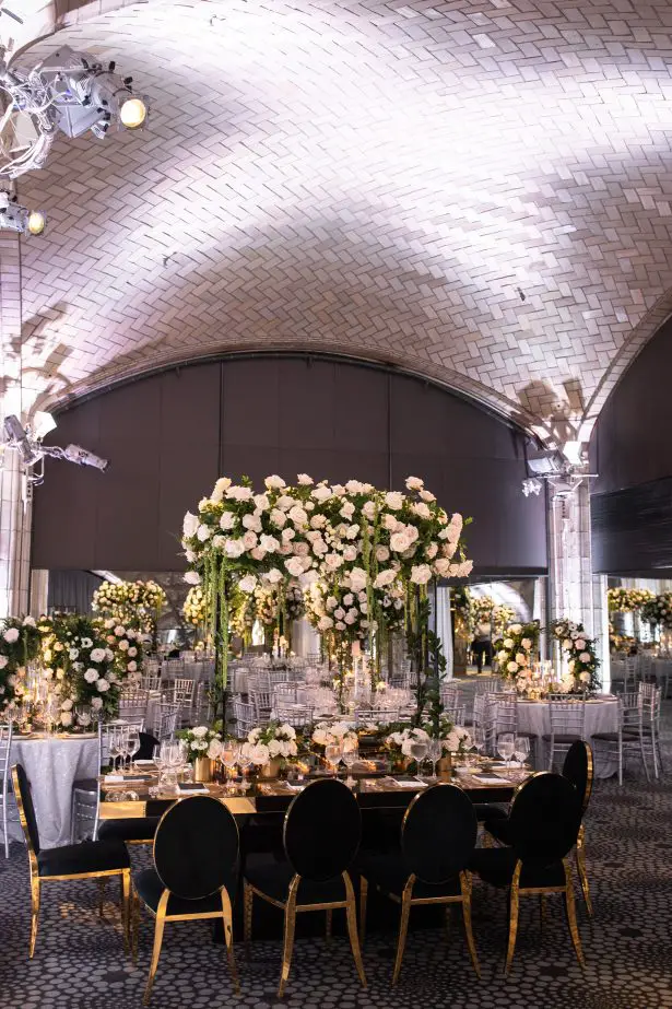 Luxury black and white wedding reception decor - Rafal Ostrowski Photography