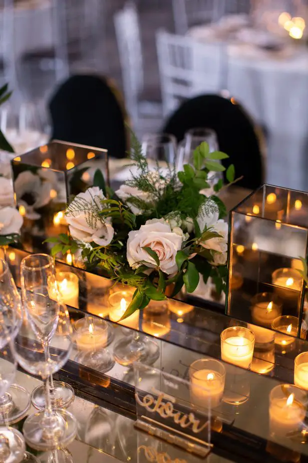Short wedding centerpiece with white flowers- Rafal Ostrowski Photography