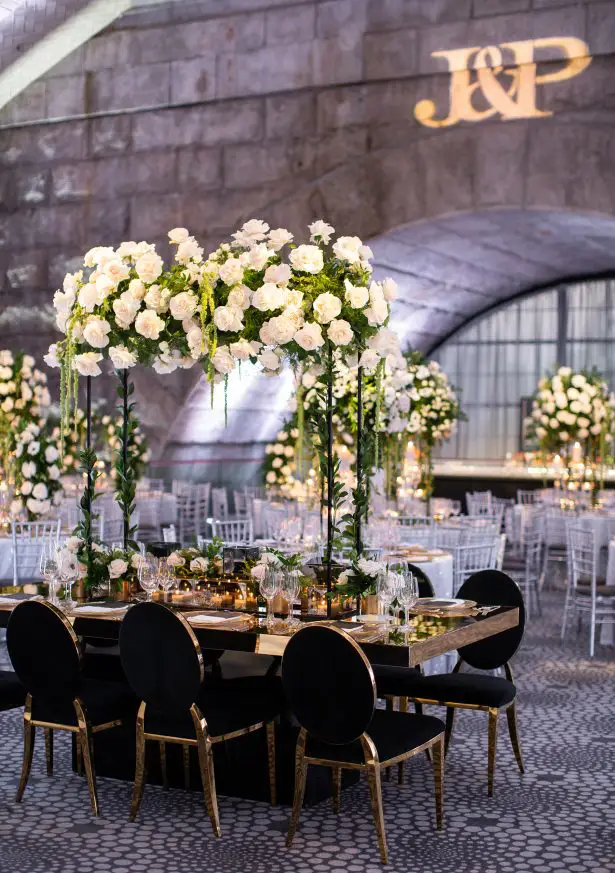 Luxury black and white wedding reception decor - Rafal Ostrowski Photography