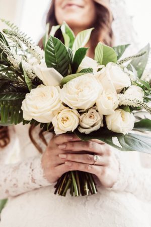 Wedding bouquet with white flowers and greenery - Robbie Ziegler Photography