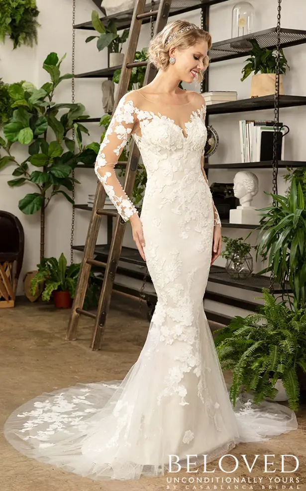 casablanca long sleeve wedding dress