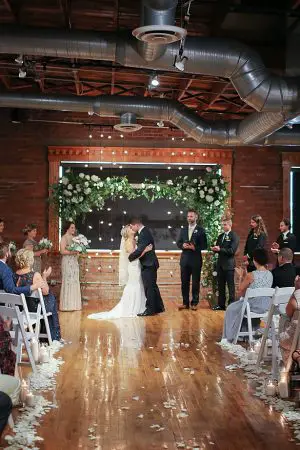 Wedding ceremony decor with greenery arch - Soul Creations Photography