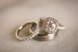 Round engagement ring with square halo A Glamorous Wedding with Fireworks - Rachael Hall Photography