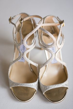 Silver sparkly wedding heels A Glamorous Wedding with Fireworks - Rachael Hall Photography