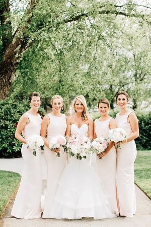 Classic matching blush pink bridesmaids dresses photo of bridesmaids with bride - Jenna Bacholt Photography
